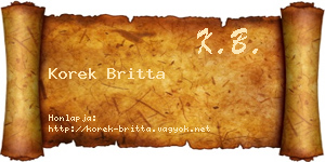 Korek Britta névjegykártya